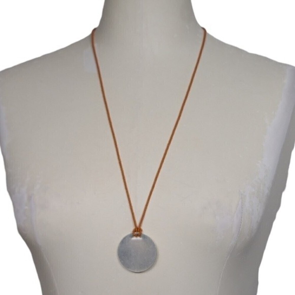 Madewell Orange Silver Circle Pendant Necklace